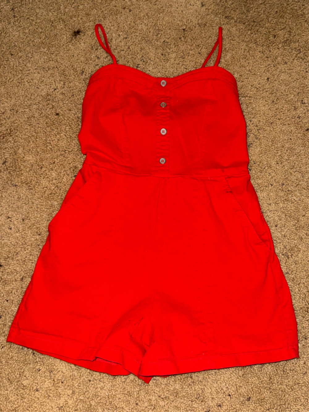 Women’s Red Button-Front Romper